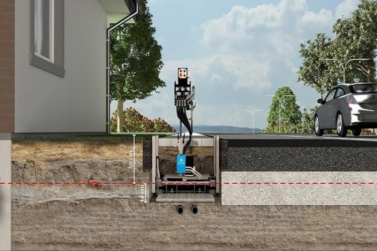 House connection for Fiber-Optic cable with GRUNDOPIT PS40